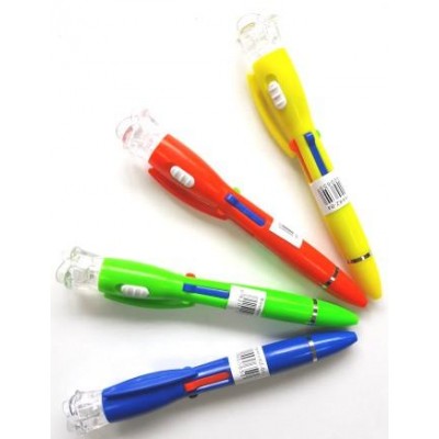 Ручка шариковая детская ФОНАРИК 4 цвета арт,KZ-B4 (48шт/уп)